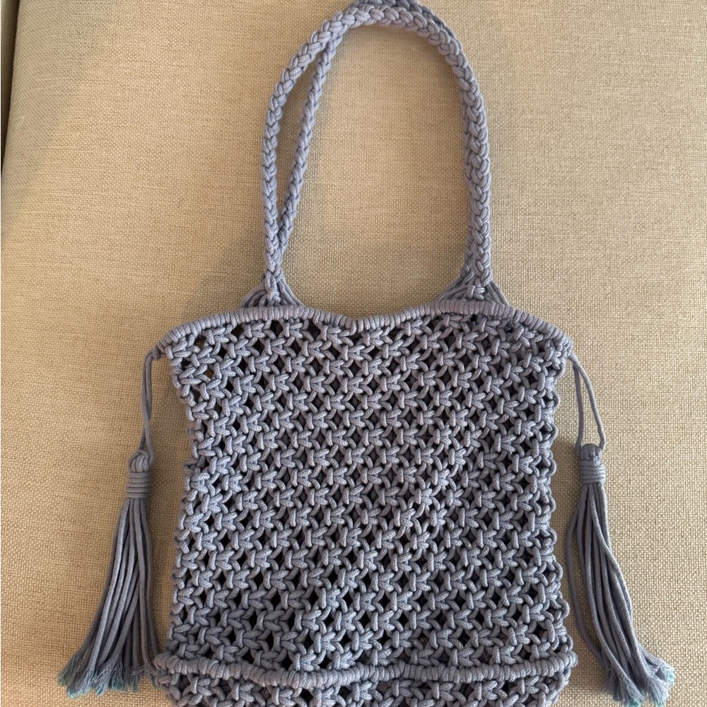 Blue Woven Tote Bag